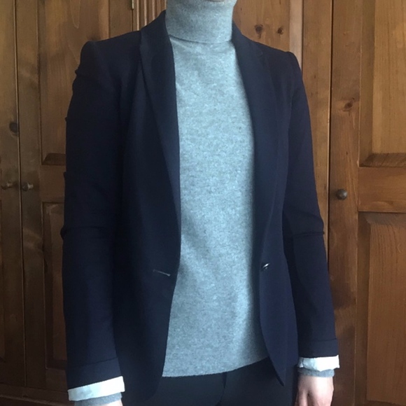 zara basic blue blazer